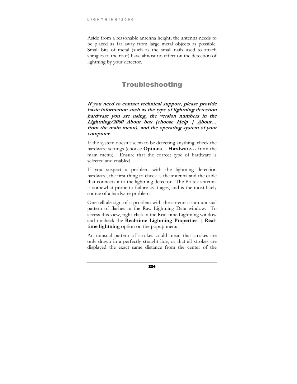 Troubleshooting | Boltek Lightning/2000 User Manual | Page 224 / 333