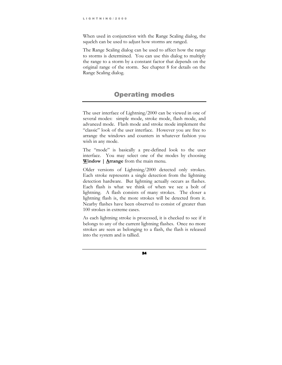 Operating modes | Boltek Lightning/2000 User Manual | Page 24 / 333
