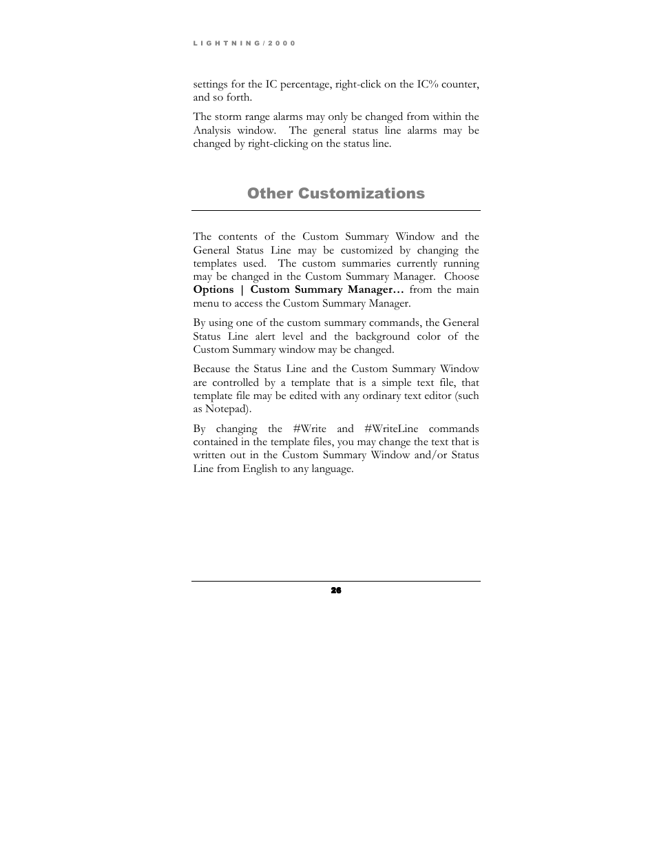 Other customizations | Boltek Lightning/2000 User Manual | Page 26 / 333