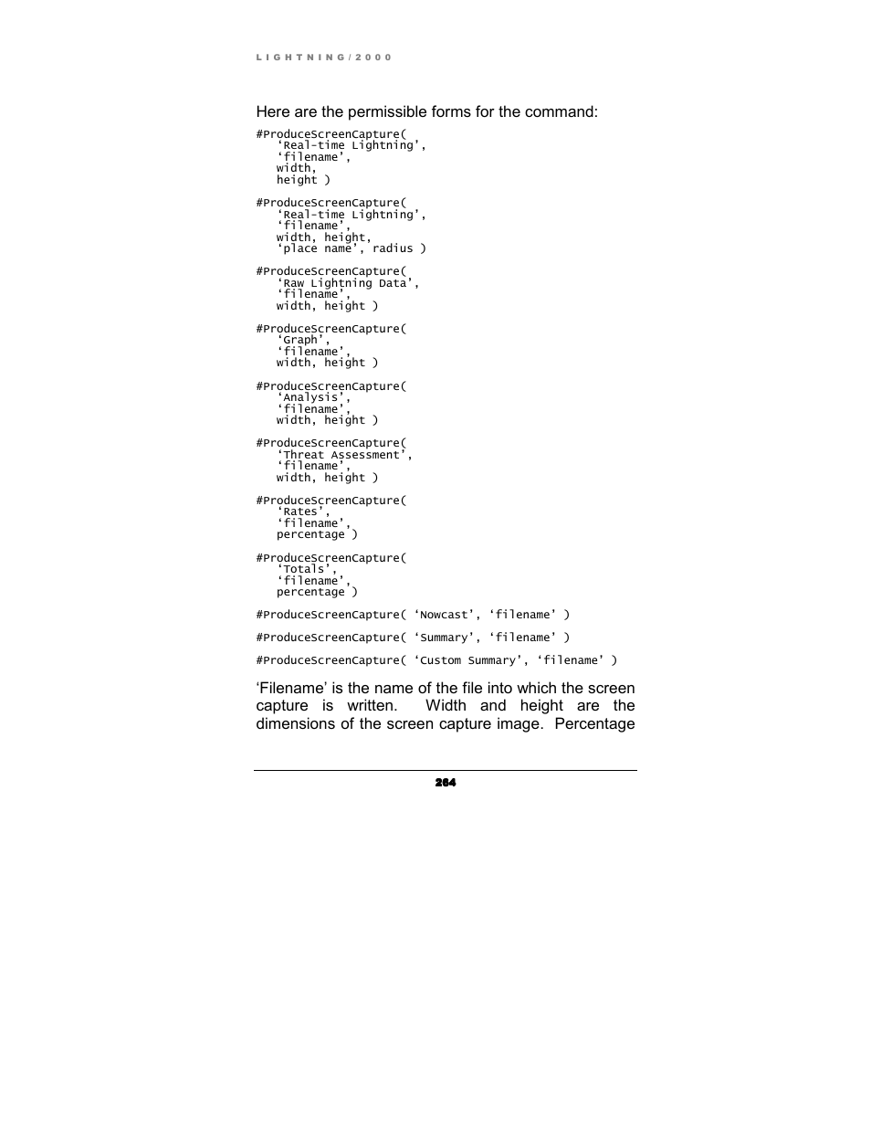 Here are the permissible forms for the command | Boltek Lightning/2000 User Manual | Page 264 / 333