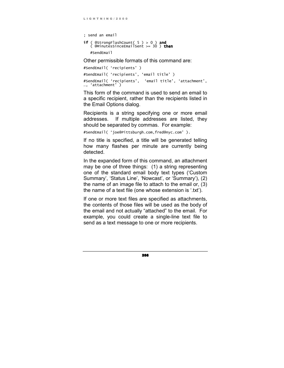 Other permissible formats of this command are | Boltek Lightning/2000 User Manual | Page 266 / 333