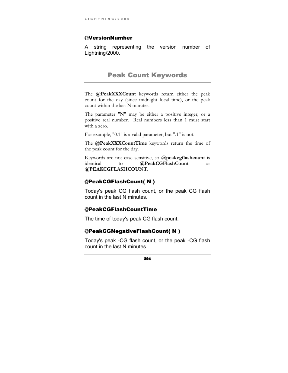 Peak count keywords | Boltek Lightning/2000 User Manual | Page 294 / 333