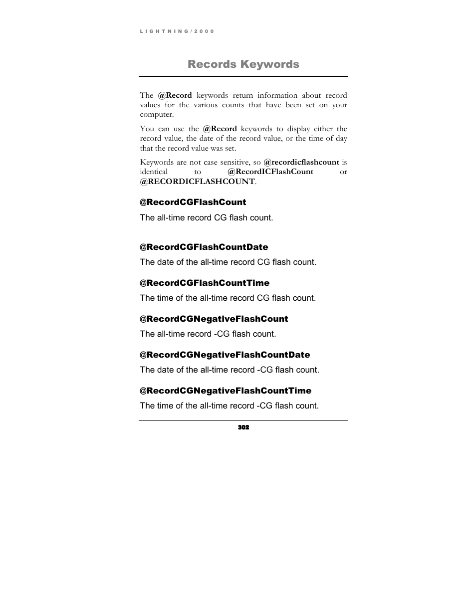 Records keywords | Boltek Lightning/2000 User Manual | Page 302 / 333