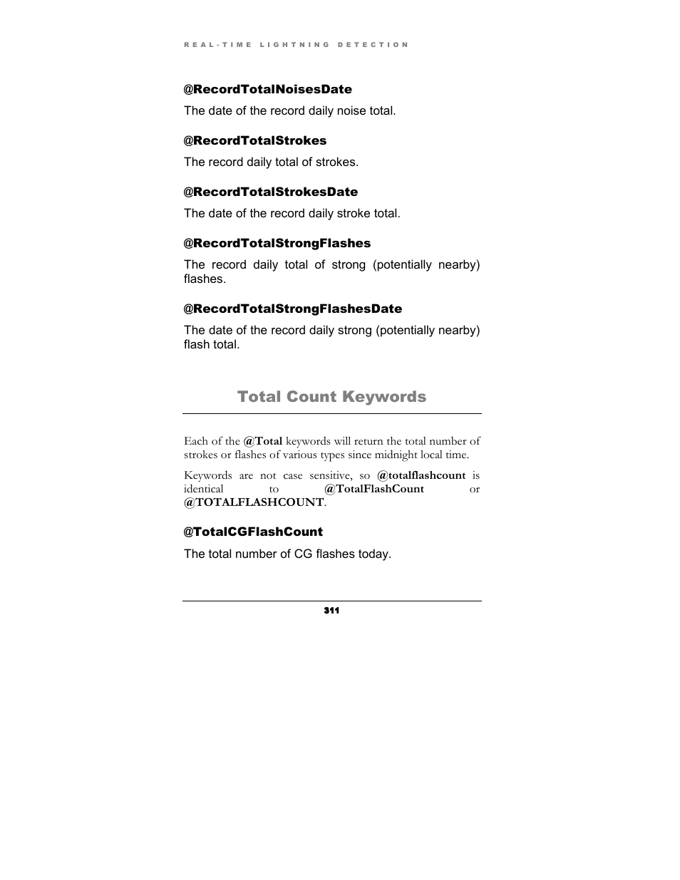 Total count keywords | Boltek Lightning/2000 User Manual | Page 311 / 333