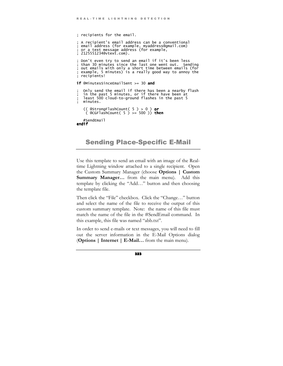 Sending place-specific e-mail | Boltek Lightning/2000 User Manual | Page 323 / 333
