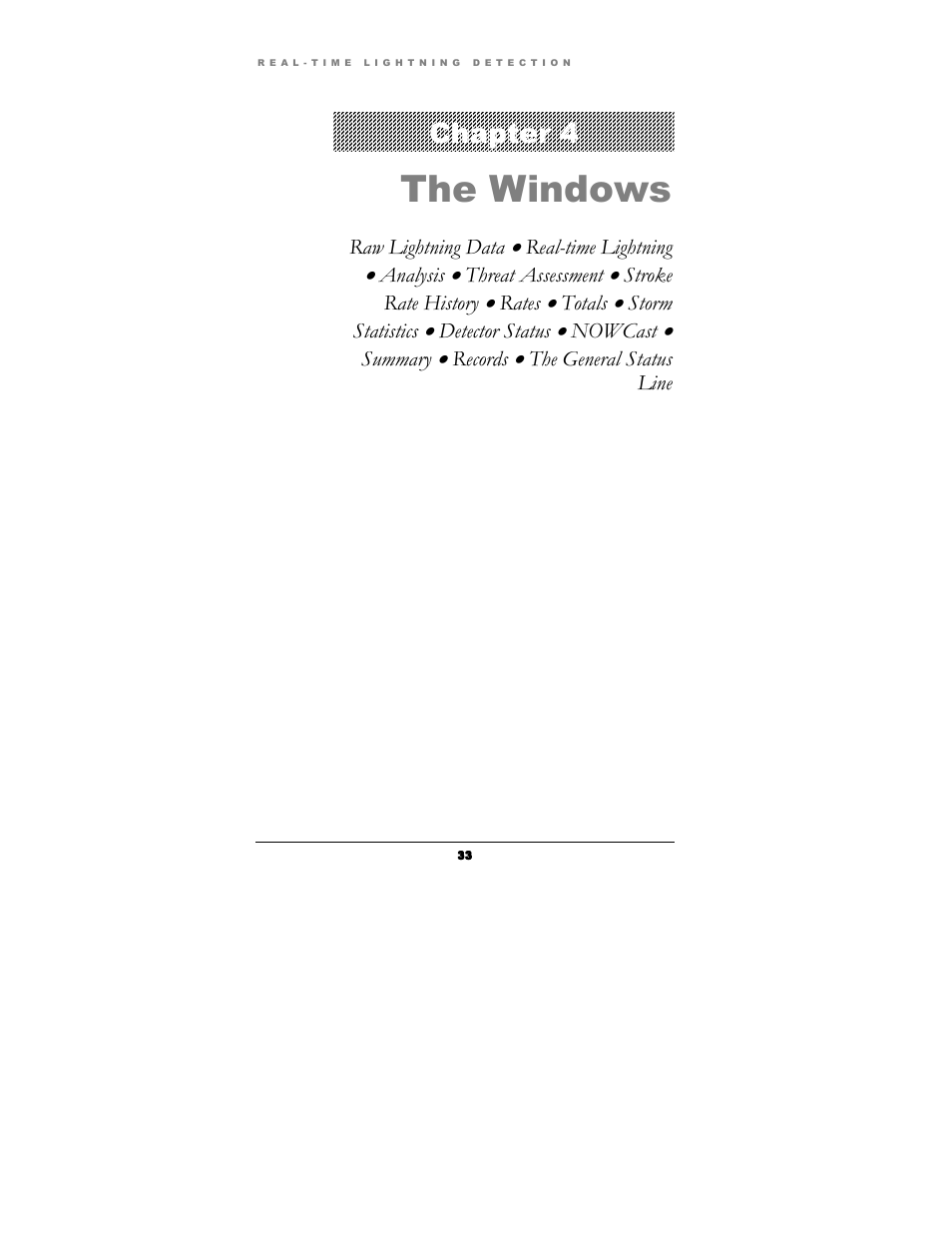 The windows, Chapter 4 | Boltek Lightning/2000 User Manual | Page 33 / 333