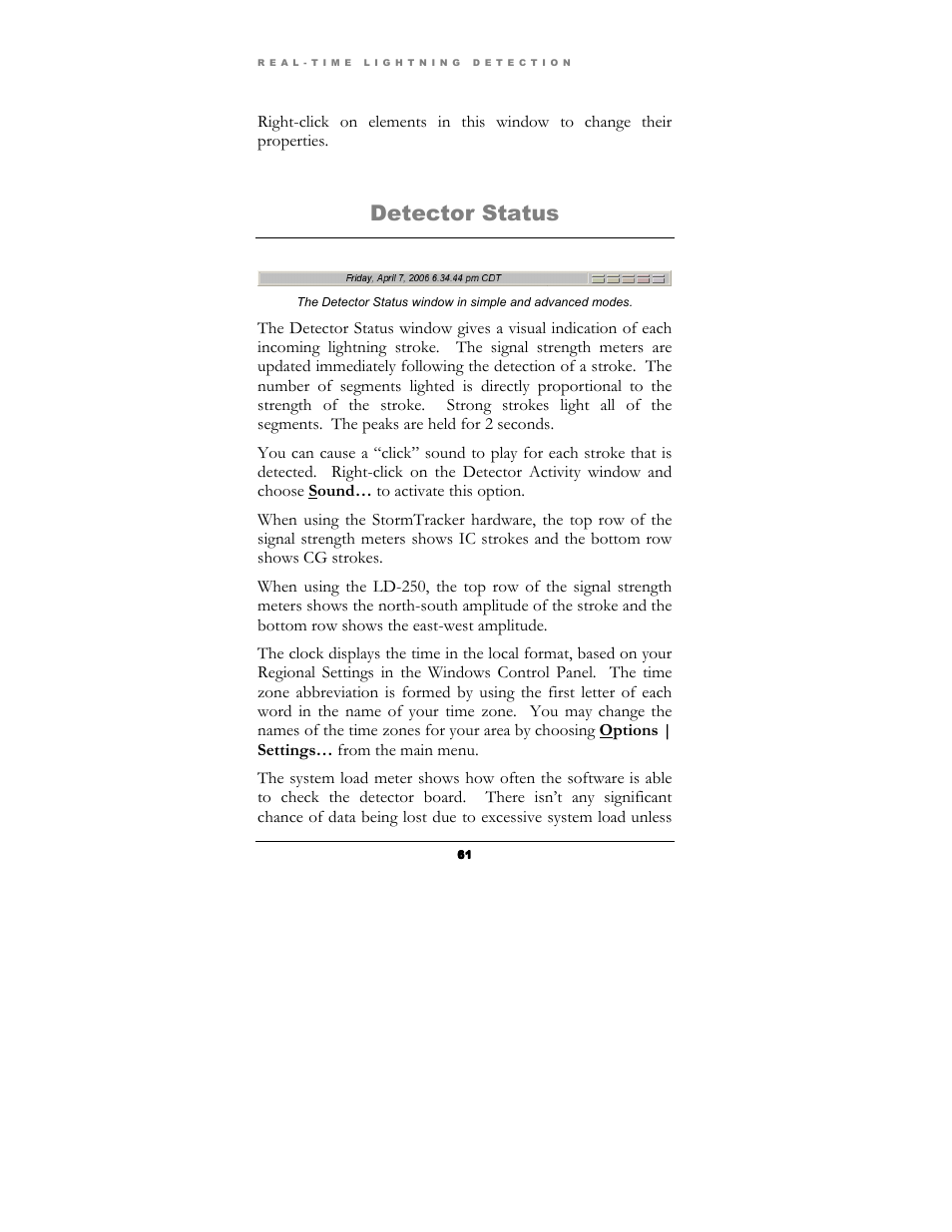 Detector status | Boltek Lightning/2000 User Manual | Page 61 / 333