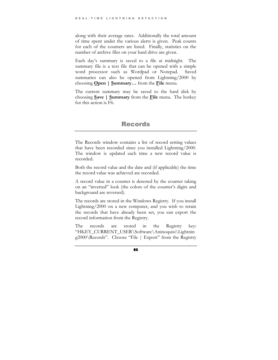 Records | Boltek Lightning/2000 User Manual | Page 63 / 333