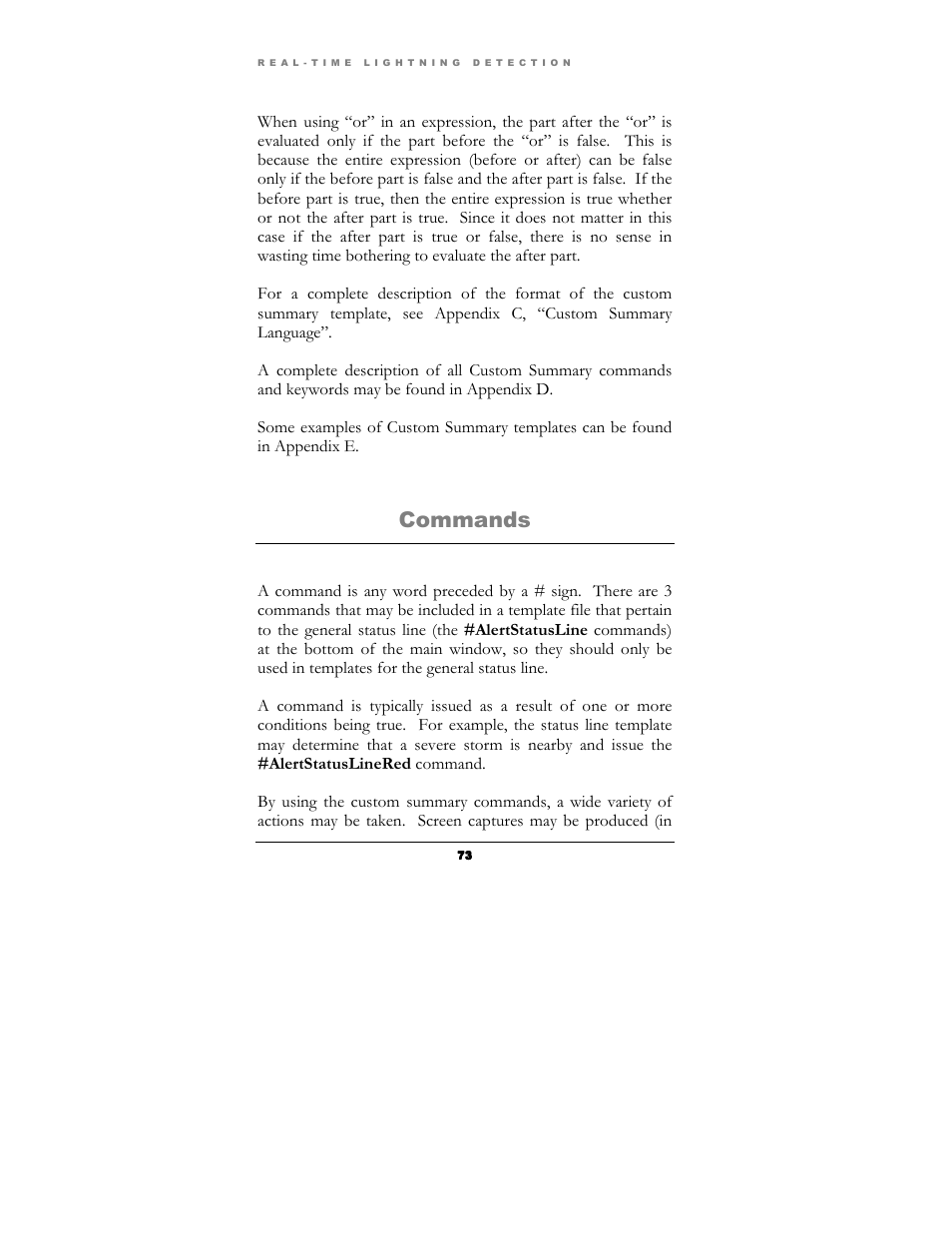 Commands | Boltek Lightning/2000 User Manual | Page 73 / 333