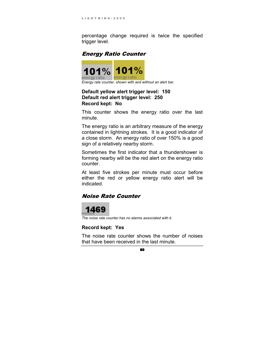 Energy ratio counter, Noise rate counter | Boltek Lightning/2000 User Manual | Page 80 / 333