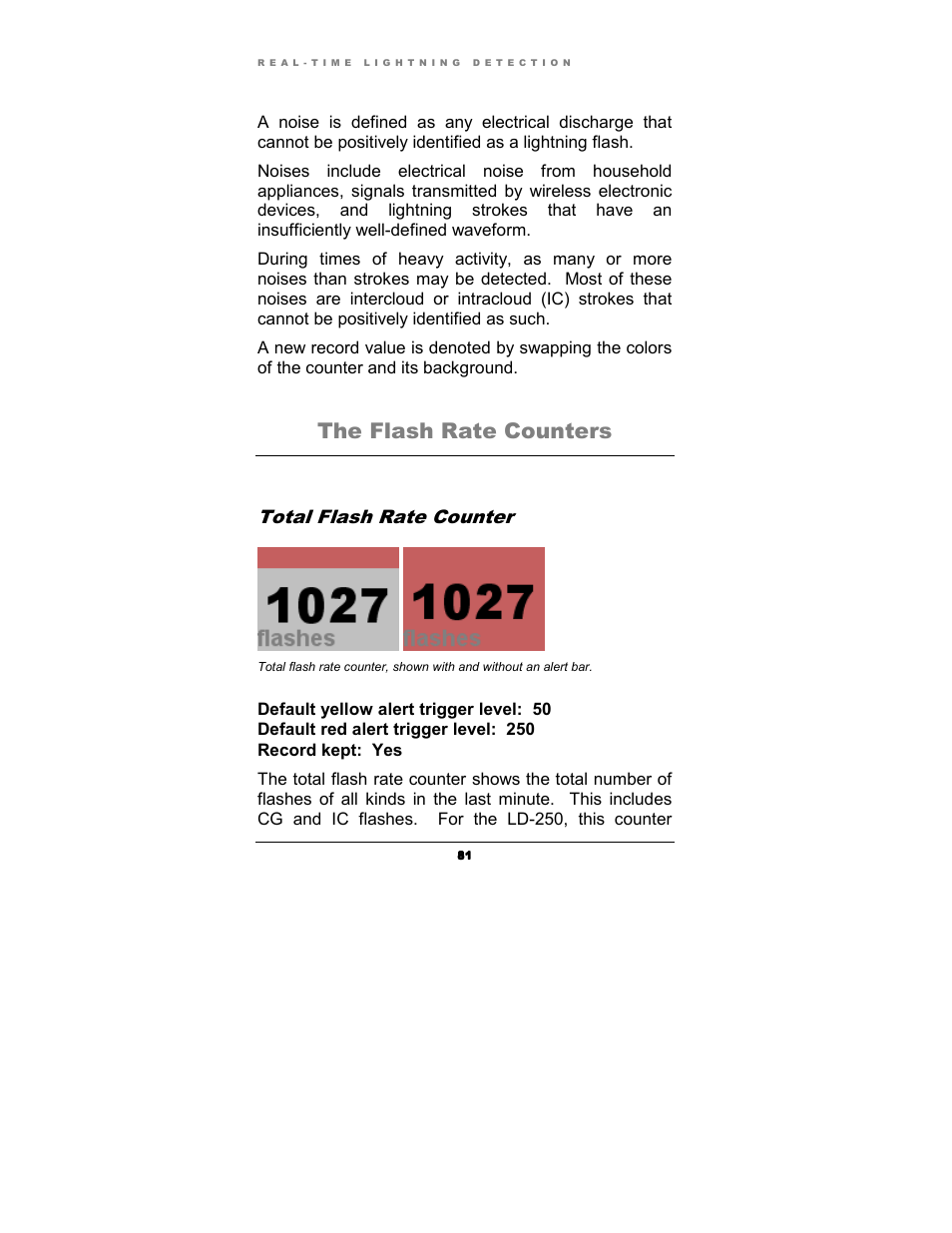 The flash rate counters, Total flash rate counter | Boltek Lightning/2000 User Manual | Page 81 / 333