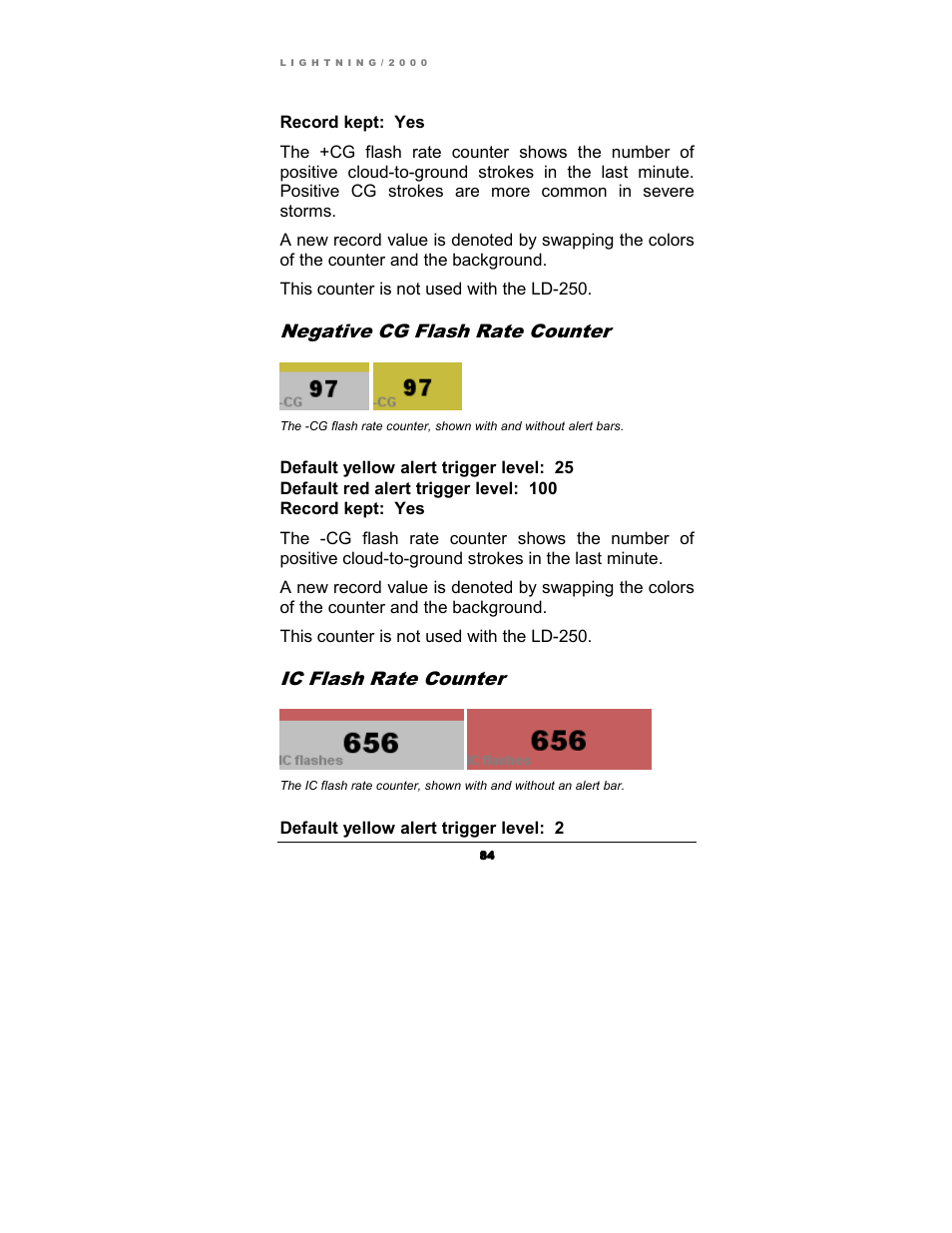 Negative cg flash rate counter, Ic flash rate counter | Boltek Lightning/2000 User Manual | Page 84 / 333