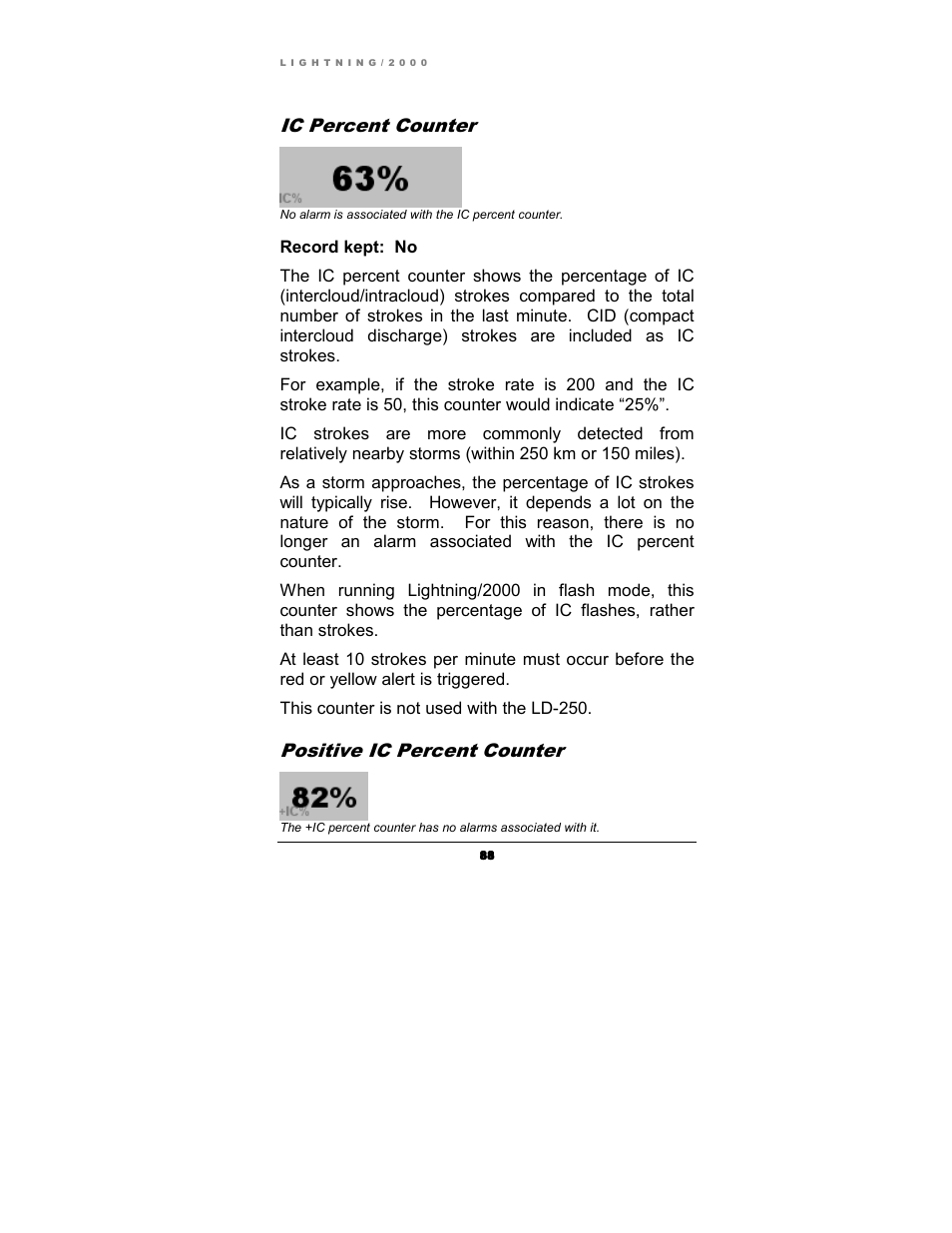 Ic percent counter, Positive ic percent counter | Boltek Lightning/2000 User Manual | Page 88 / 333
