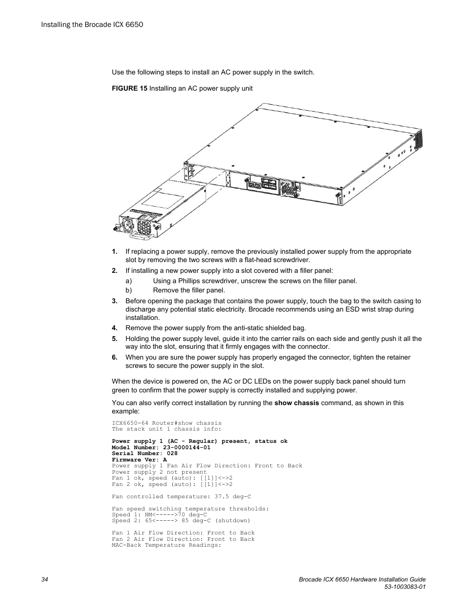 Brocade ICX 6650 Hardware Installation Guide User Manual | Page 36 / 98