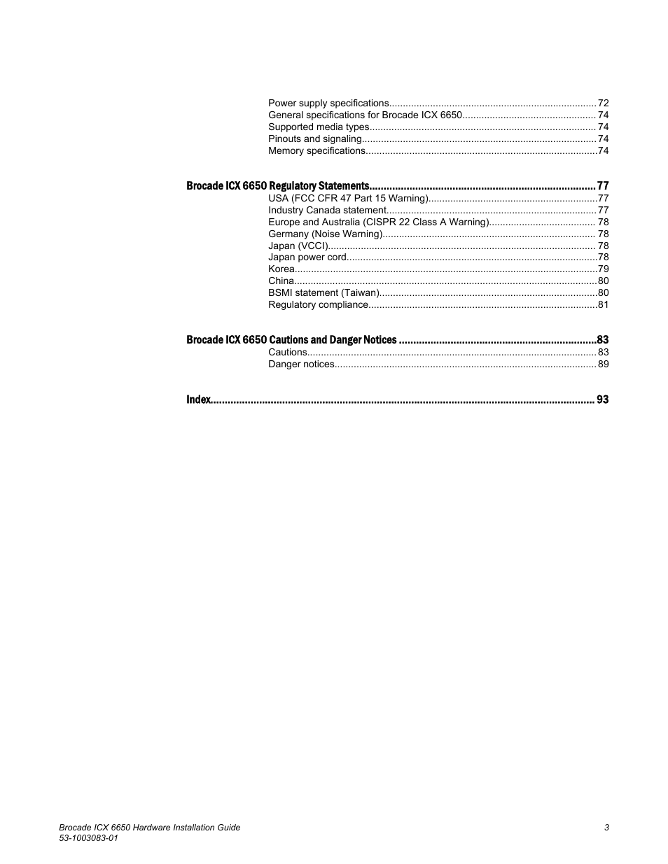 Brocade ICX 6650 Hardware Installation Guide User Manual | Page 5 / 98