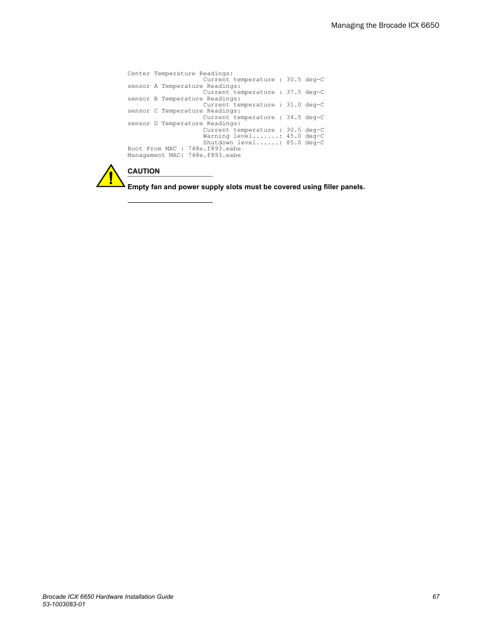 Brocade ICX 6650 Hardware Installation Guide User Manual | Page 69 / 98