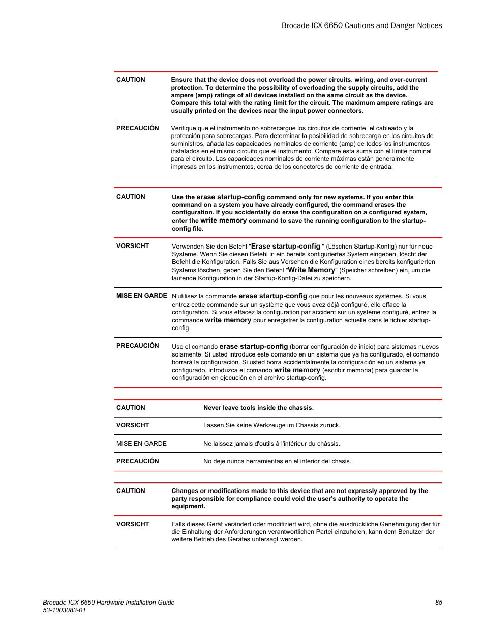 Brocade ICX 6650 Hardware Installation Guide User Manual | Page 87 / 98