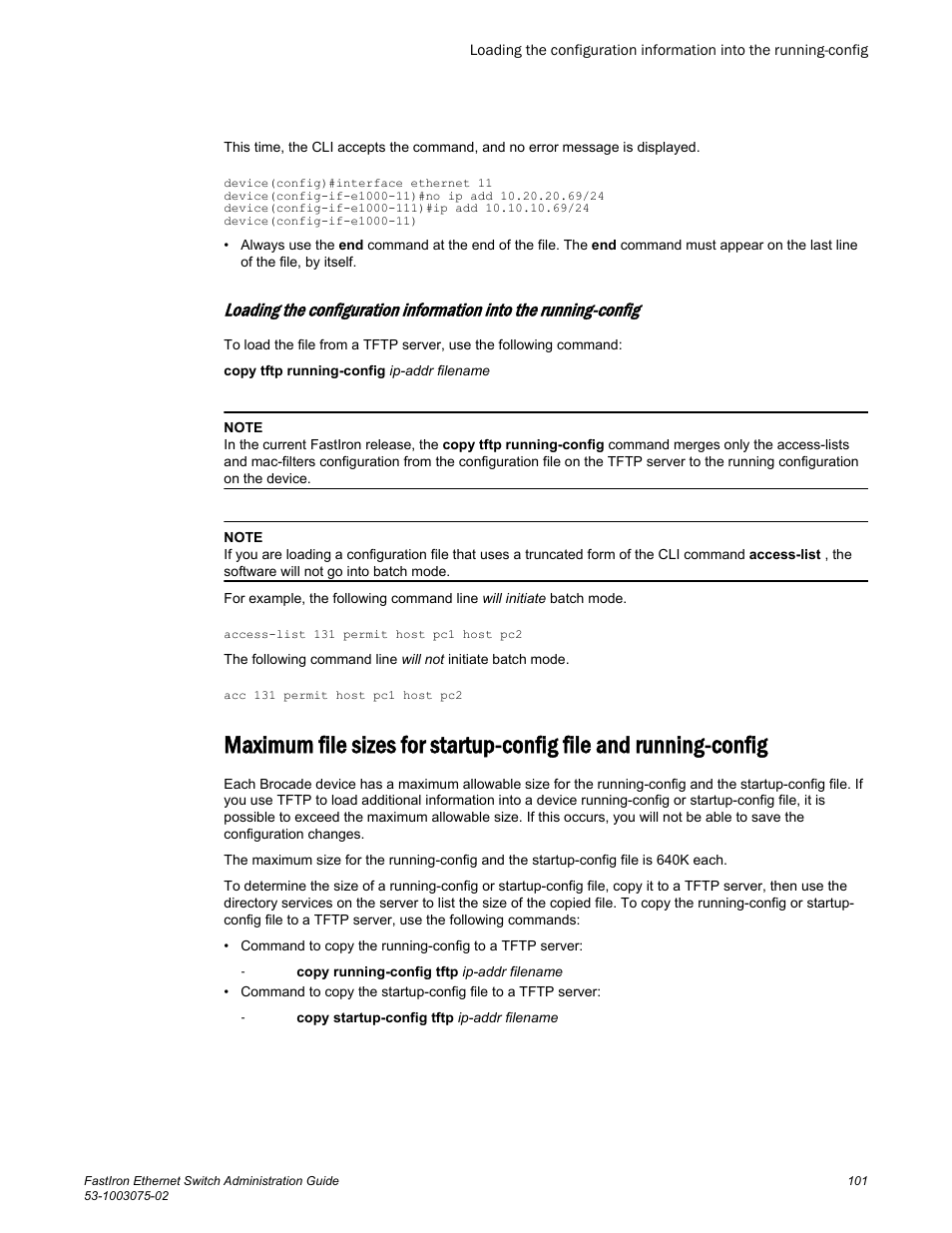 Brocade FastIron Ethernet Switch Administration Guide User Manual | Page 101 / 362