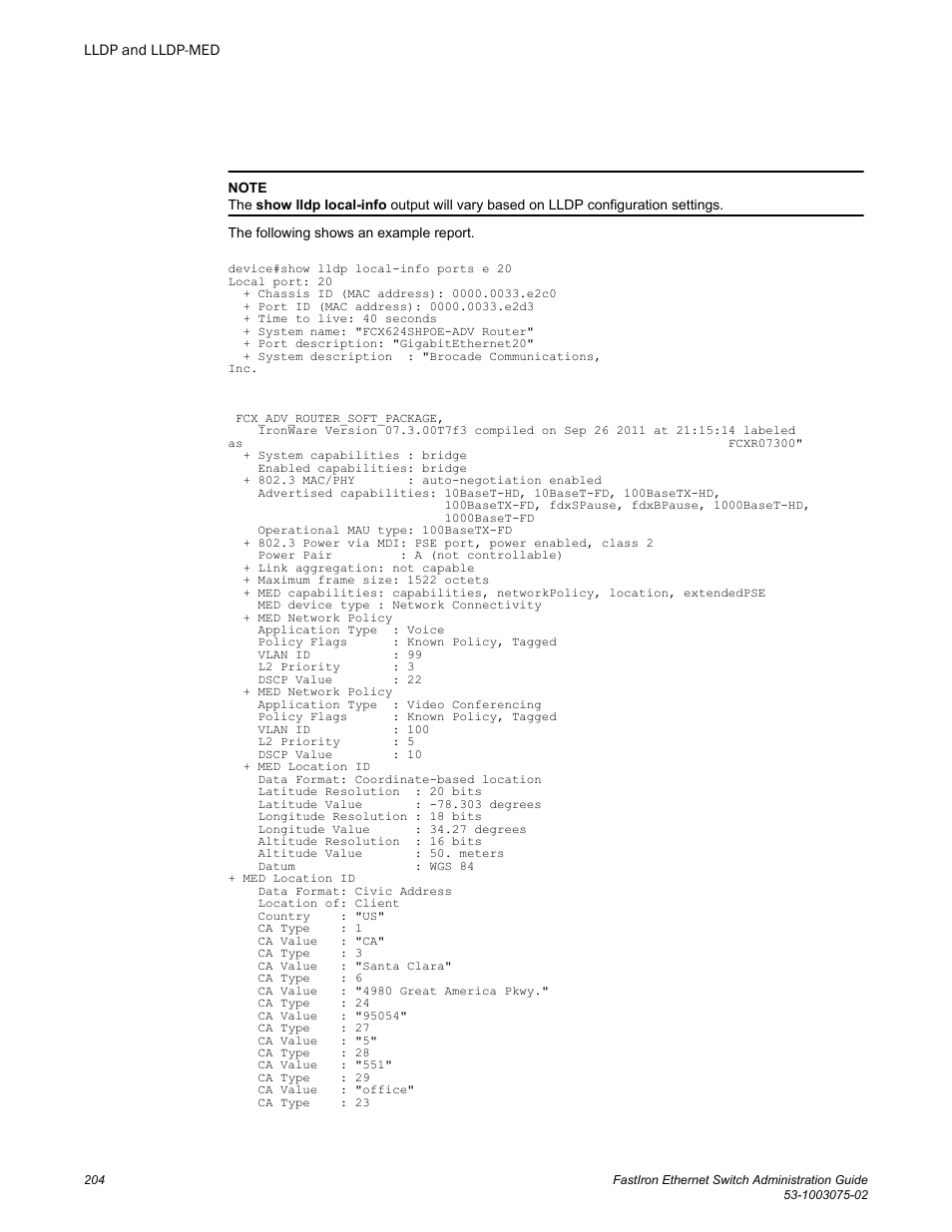 Brocade FastIron Ethernet Switch Administration Guide User Manual | Page 204 / 362