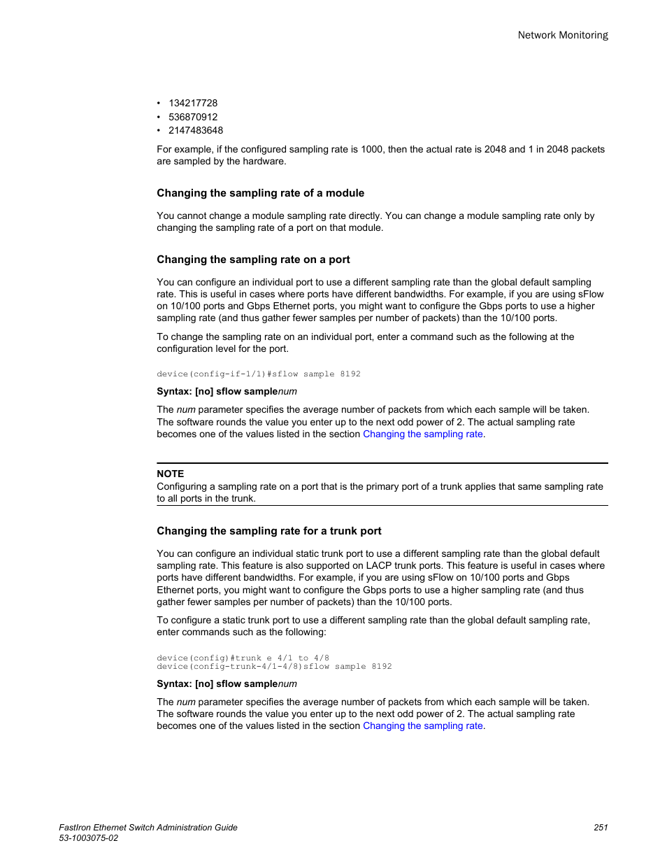 Brocade FastIron Ethernet Switch Administration Guide User Manual | Page 251 / 362