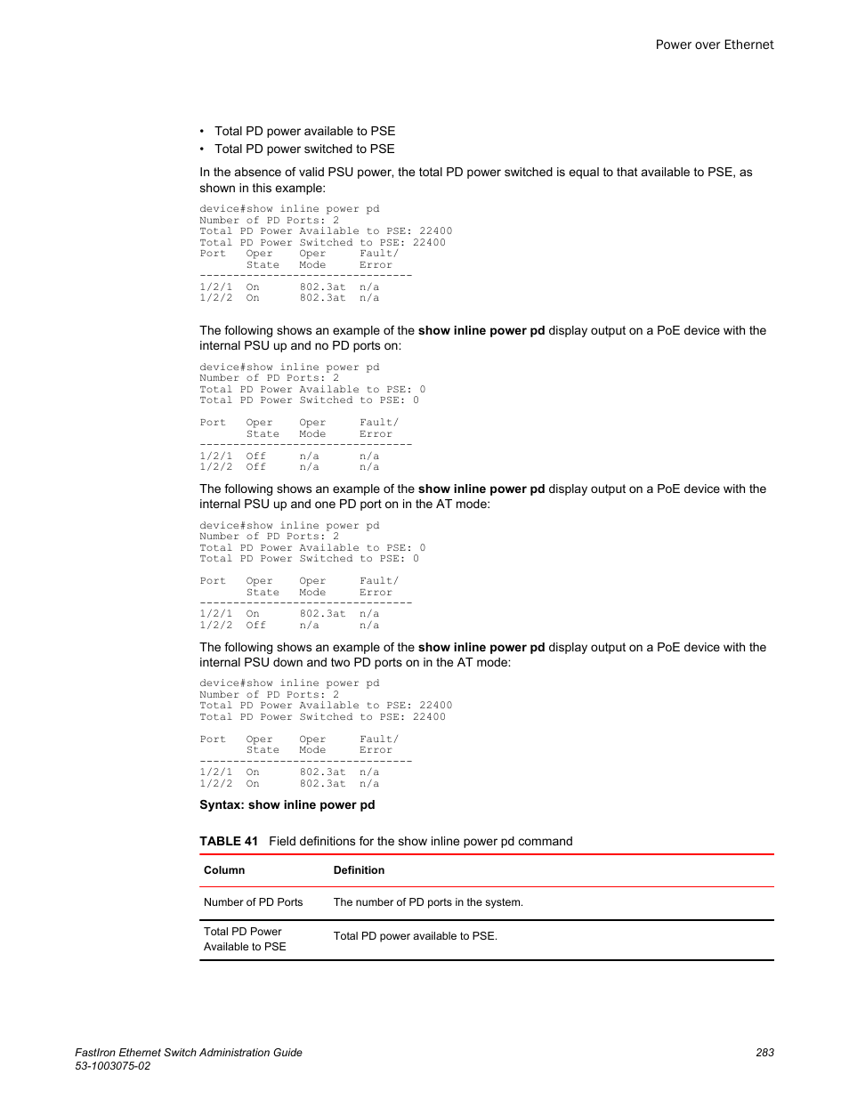 Brocade FastIron Ethernet Switch Administration Guide User Manual | Page 283 / 362