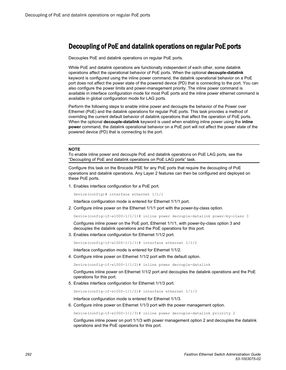 Brocade FastIron Ethernet Switch Administration Guide User Manual | Page 292 / 362