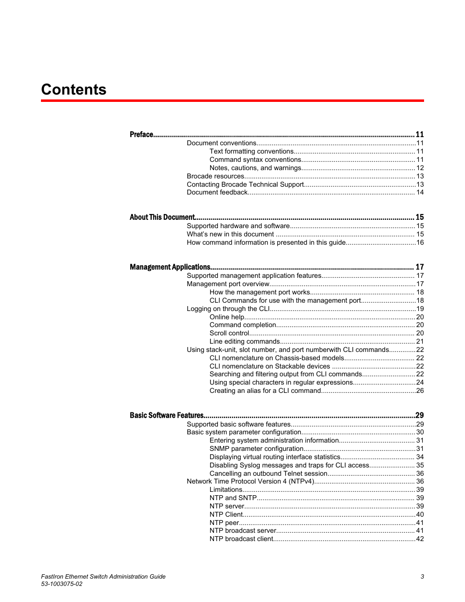 Brocade FastIron Ethernet Switch Administration Guide User Manual | Page 3 / 362