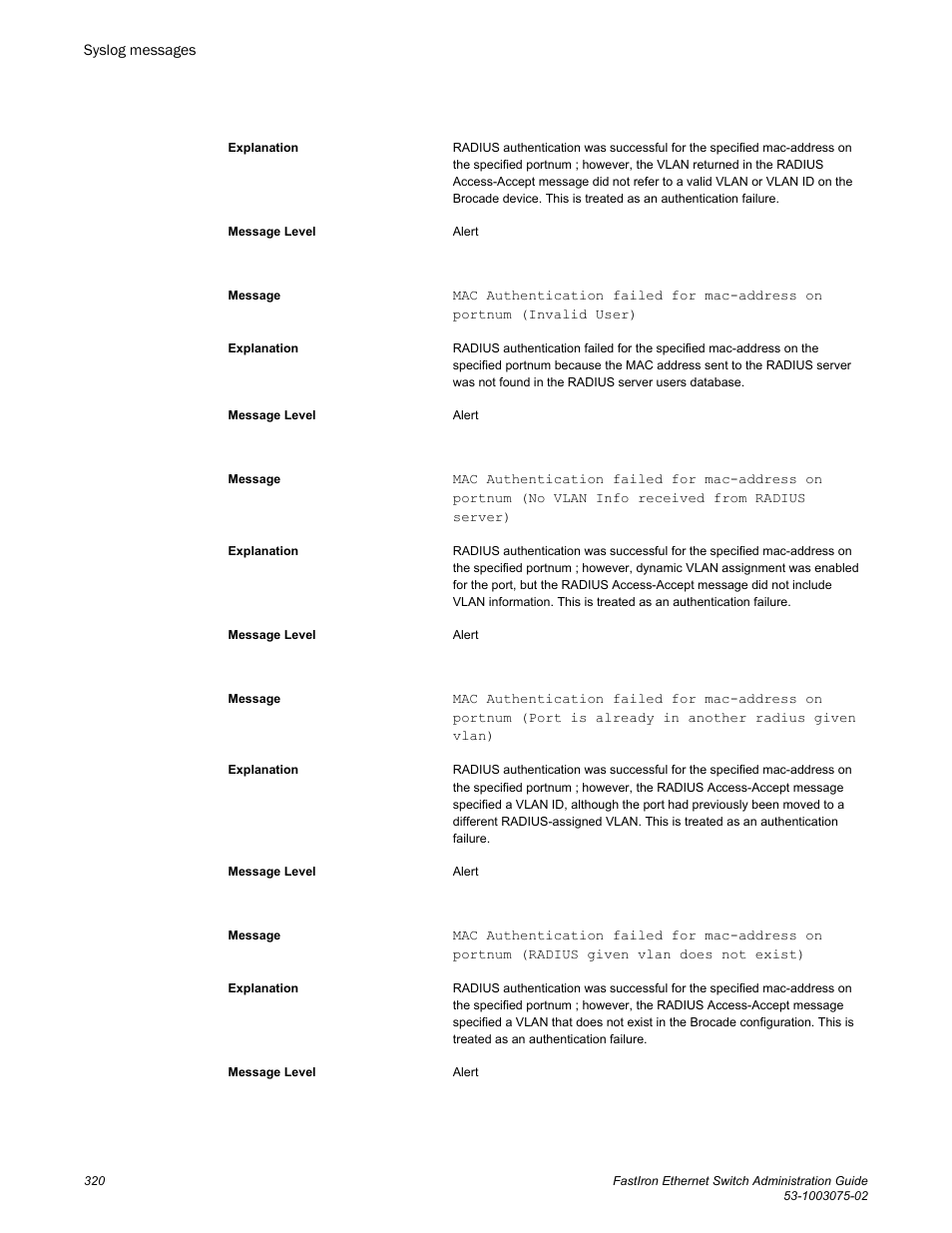 Brocade FastIron Ethernet Switch Administration Guide User Manual | Page 320 / 362