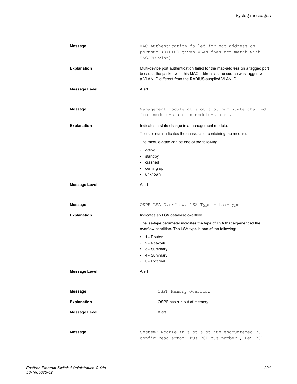 Brocade FastIron Ethernet Switch Administration Guide User Manual | Page 321 / 362