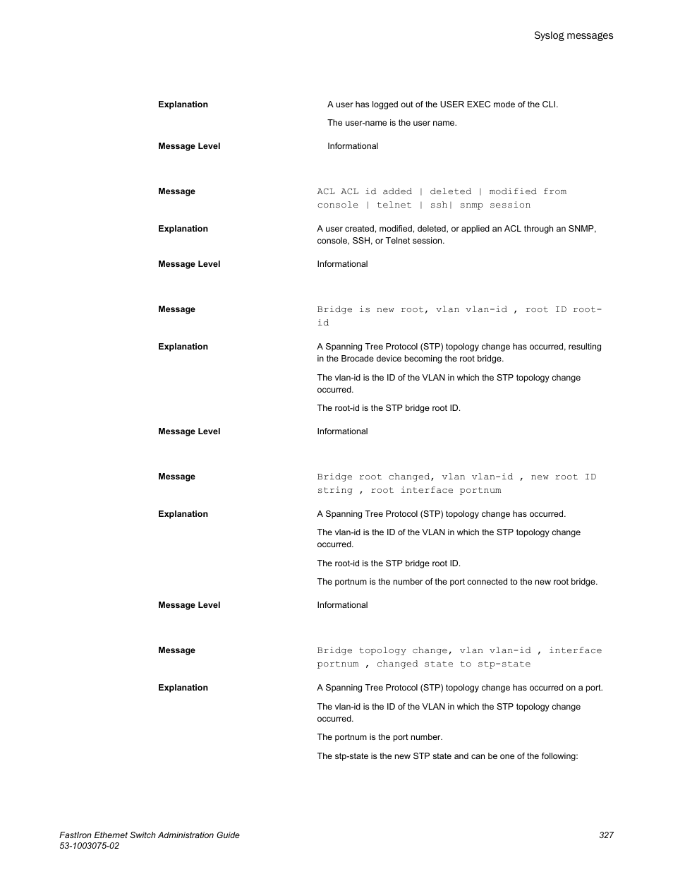 Brocade FastIron Ethernet Switch Administration Guide User Manual | Page 327 / 362
