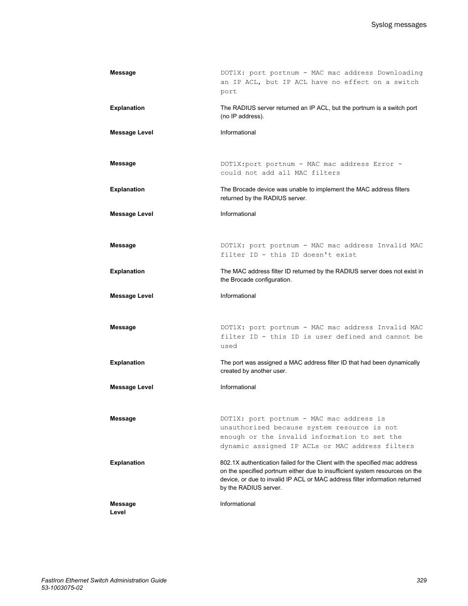 Brocade FastIron Ethernet Switch Administration Guide User Manual | Page 329 / 362