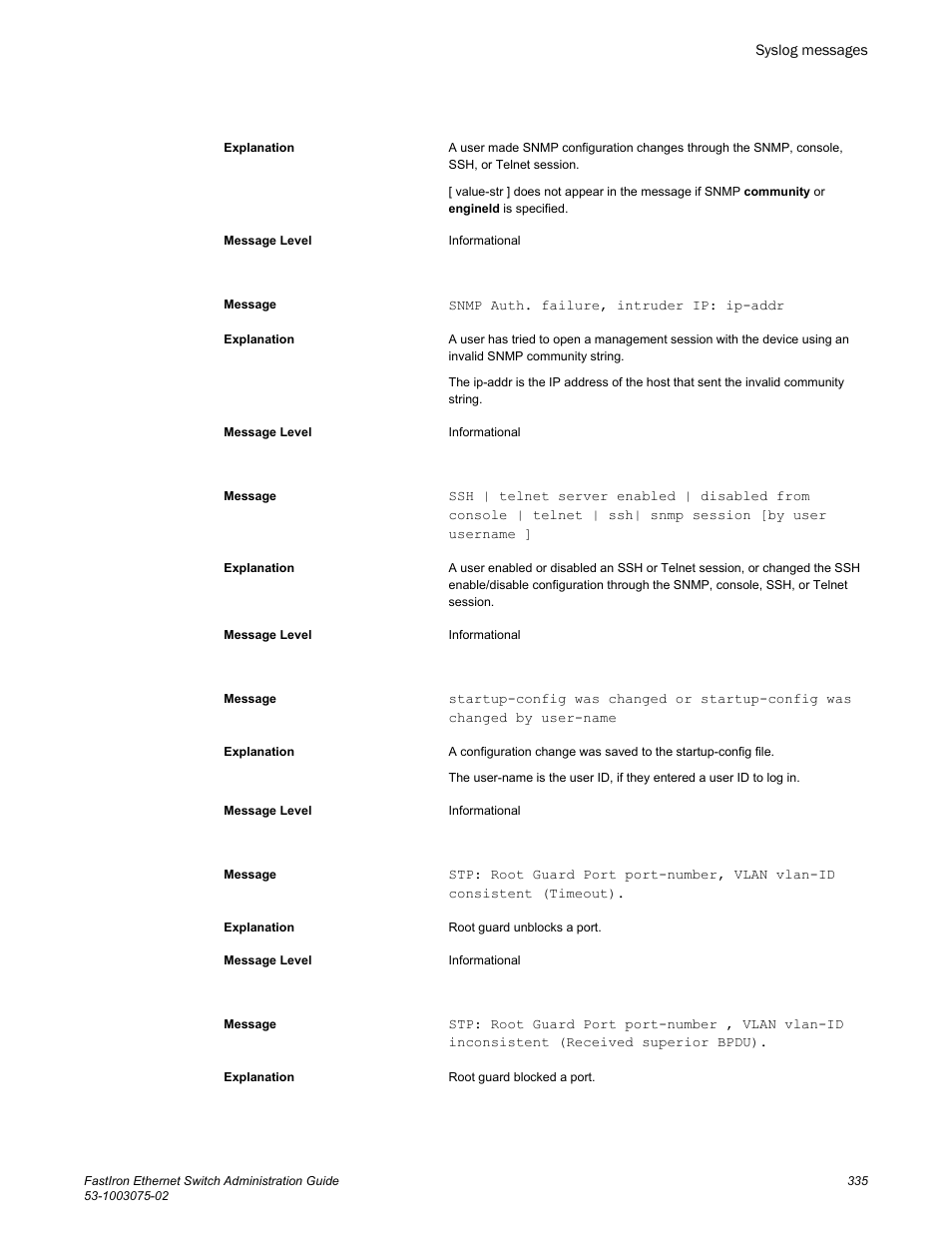 Brocade FastIron Ethernet Switch Administration Guide User Manual | Page 335 / 362