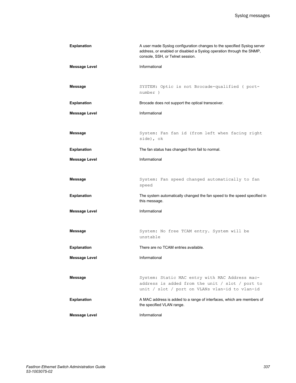Brocade FastIron Ethernet Switch Administration Guide User Manual | Page 337 / 362