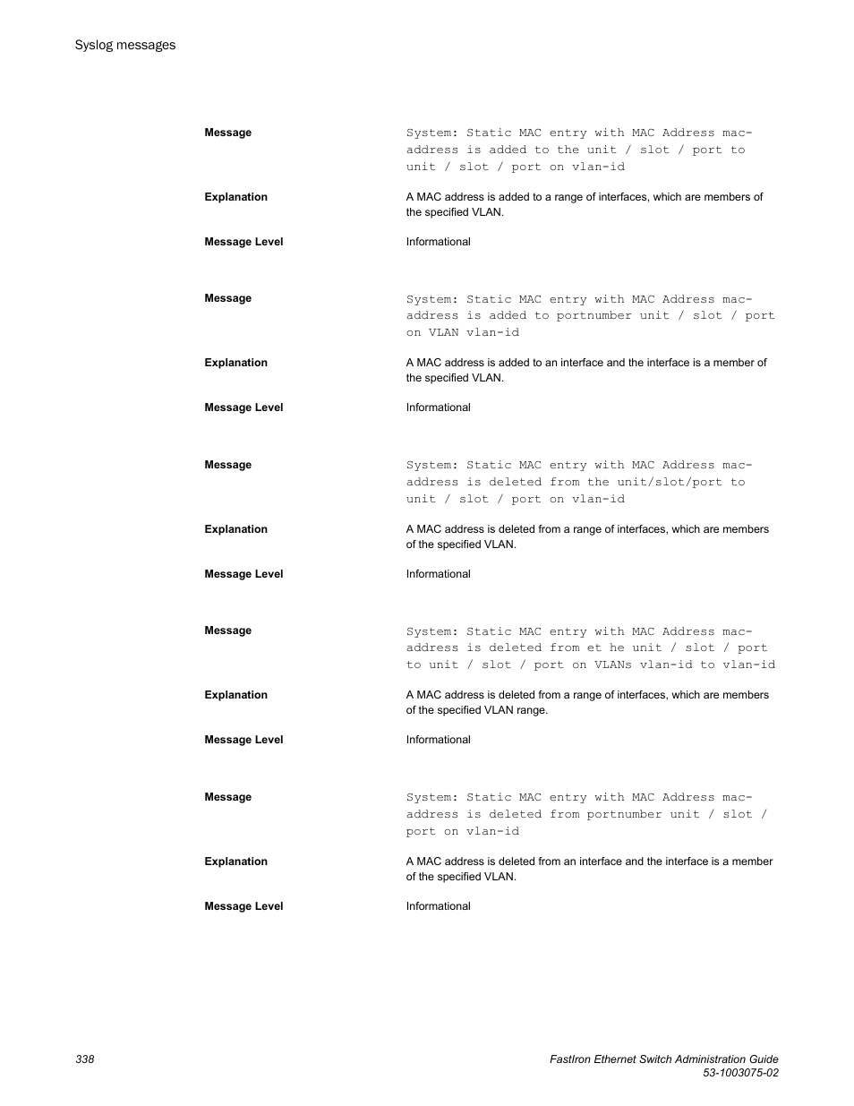 Brocade FastIron Ethernet Switch Administration Guide User Manual | Page 338 / 362