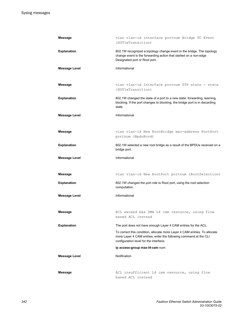 Brocade FastIron Ethernet Switch Administration Guide User Manual | Page 342 / 362