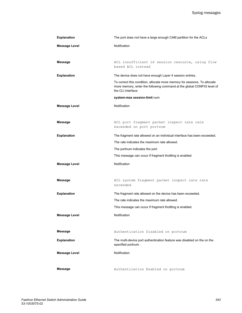 Brocade FastIron Ethernet Switch Administration Guide User Manual | Page 343 / 362