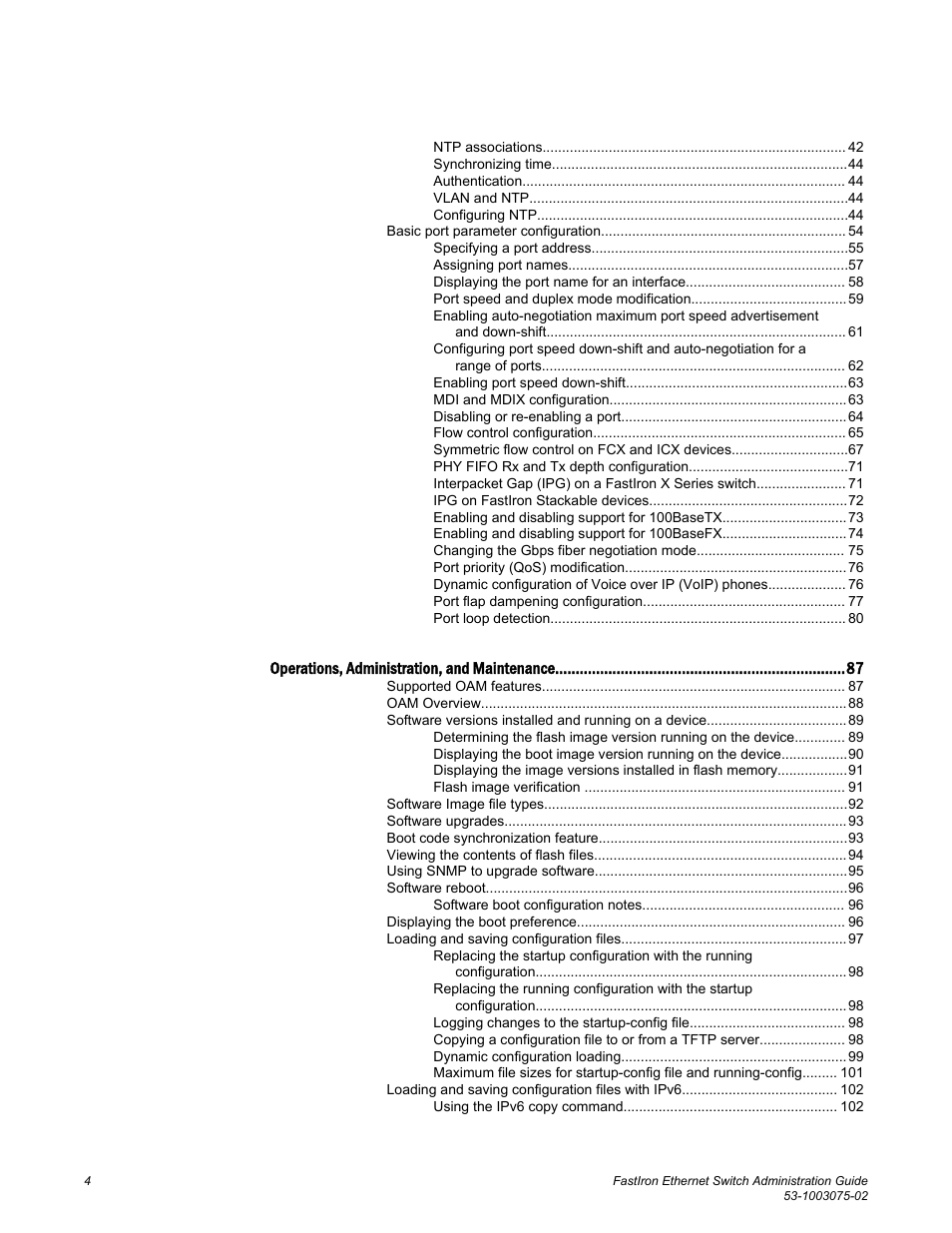 Brocade FastIron Ethernet Switch Administration Guide User Manual | Page 4 / 362