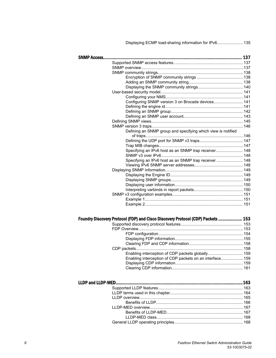 Brocade FastIron Ethernet Switch Administration Guide User Manual | Page 6 / 362