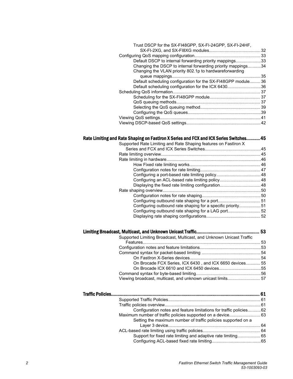 Brocade FastIron Ethernet Switch Traffic Management Guide User Manual | Page 4 / 100