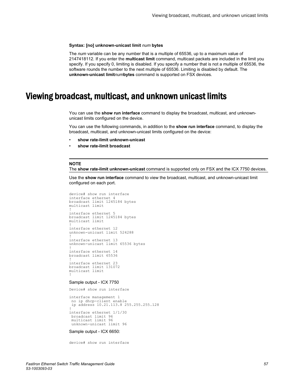 Brocade FastIron Ethernet Switch Traffic Management Guide User Manual | Page 59 / 100