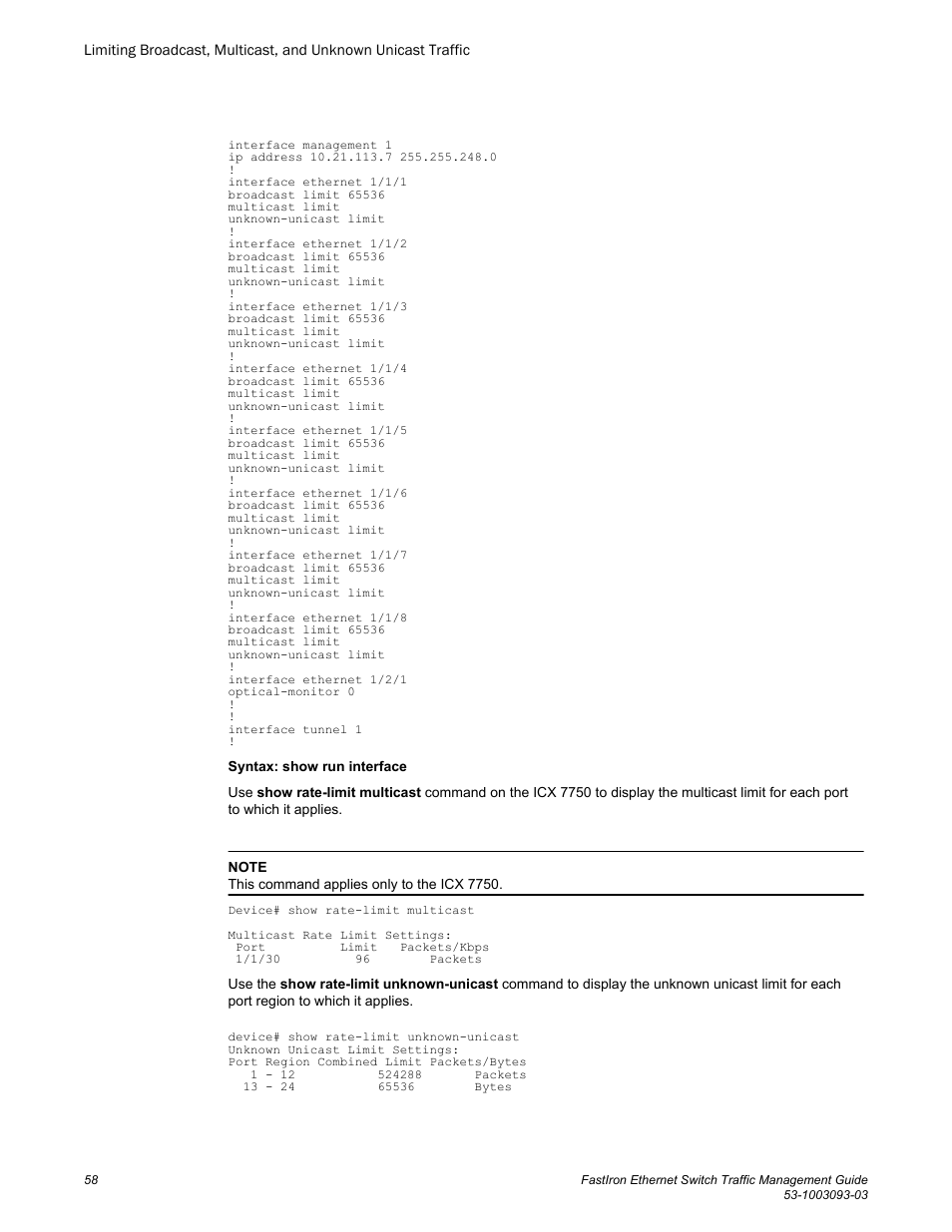 Brocade FastIron Ethernet Switch Traffic Management Guide User Manual | Page 60 / 100