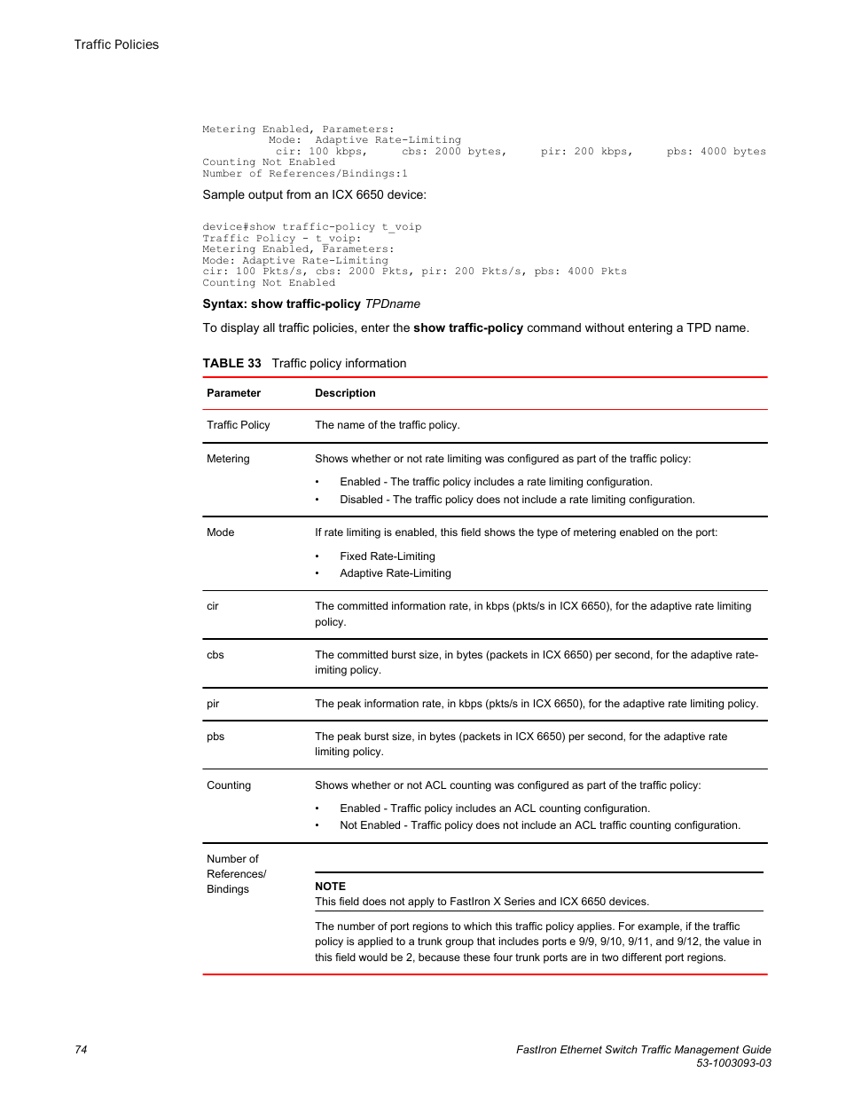 Brocade FastIron Ethernet Switch Traffic Management Guide User Manual | Page 76 / 100