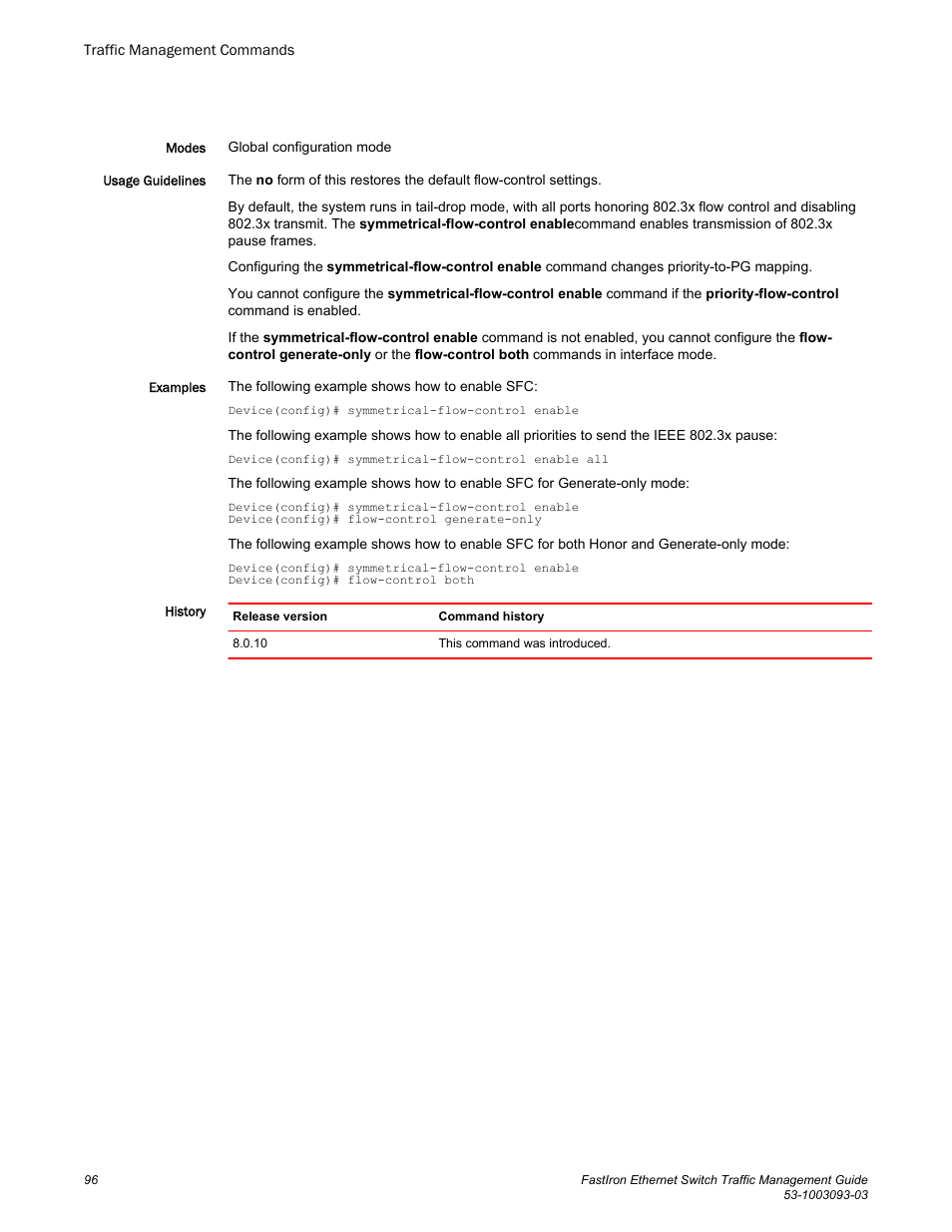 Brocade FastIron Ethernet Switch Traffic Management Guide User Manual | Page 98 / 100