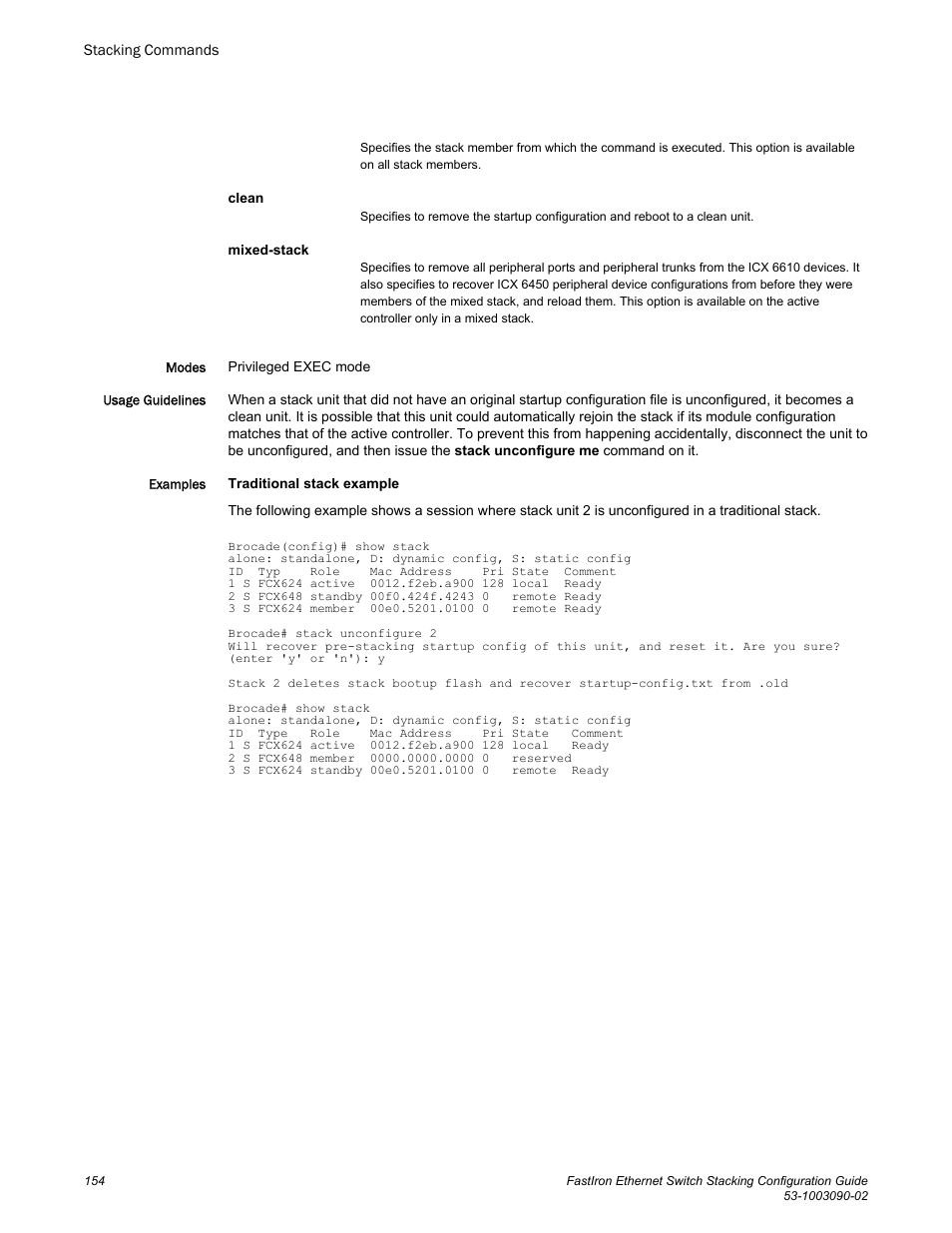 Brocade FastIron Ethernet Switch Stacking Configuration Guide User Manual | Page 156 / 160