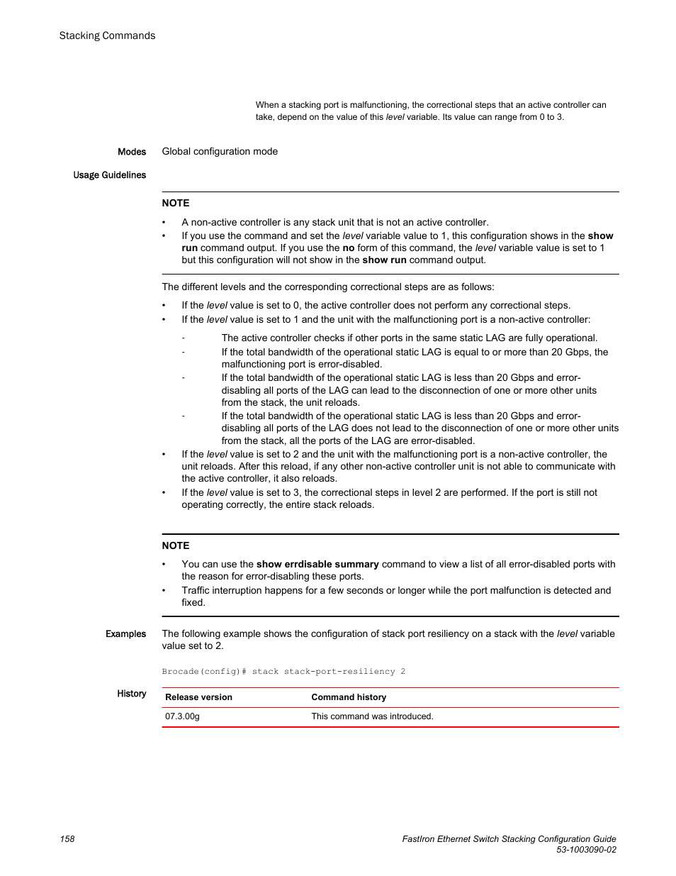 Brocade FastIron Ethernet Switch Stacking Configuration Guide User Manual | Page 160 / 160