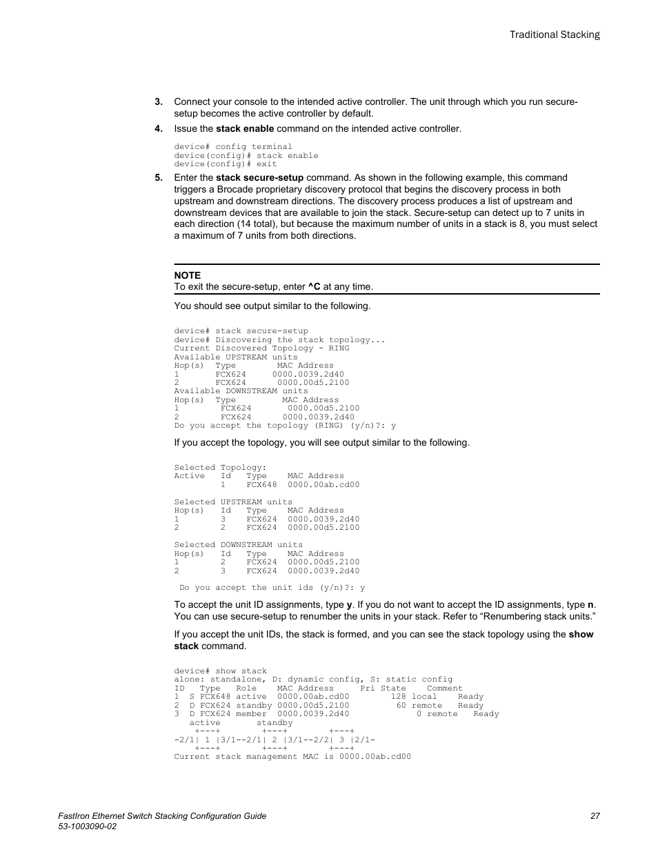 Brocade FastIron Ethernet Switch Stacking Configuration Guide User Manual | Page 29 / 160