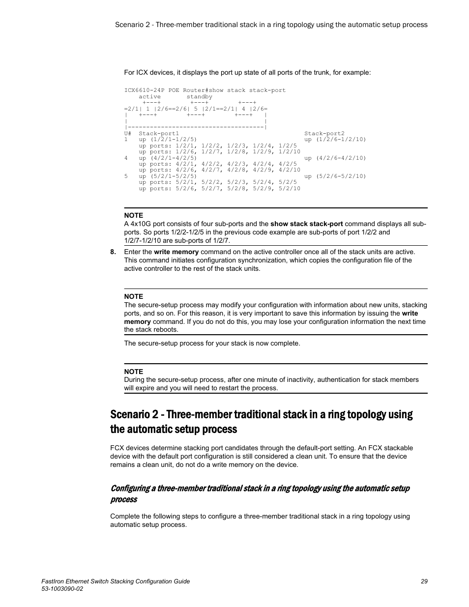 Using the automatic setup process, Scenario 2 | Brocade FastIron Ethernet Switch Stacking Configuration Guide User Manual | Page 31 / 160