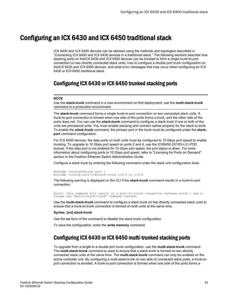 Brocade FastIron Ethernet Switch Stacking Configuration Guide User Manual | Page 45 / 160