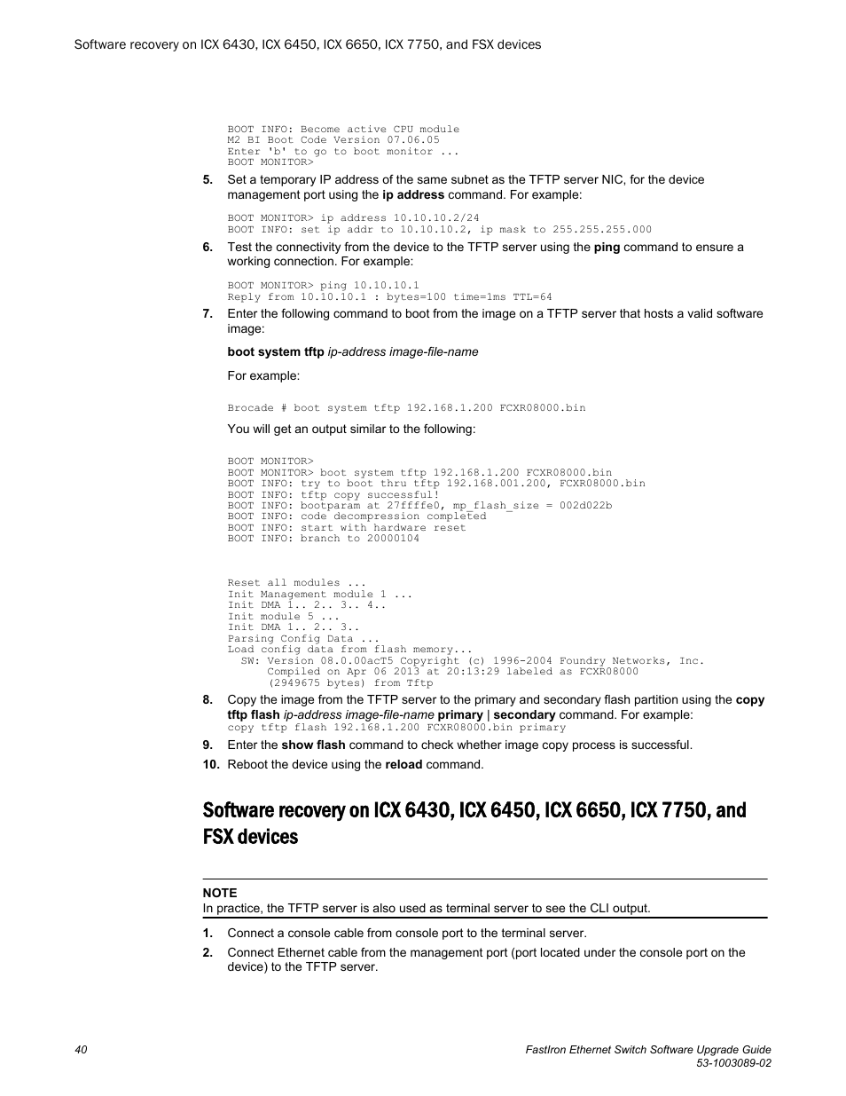 Brocade FastIron Ethernet Switch Software Upgrade Guide User Manual | Page 42 / 121