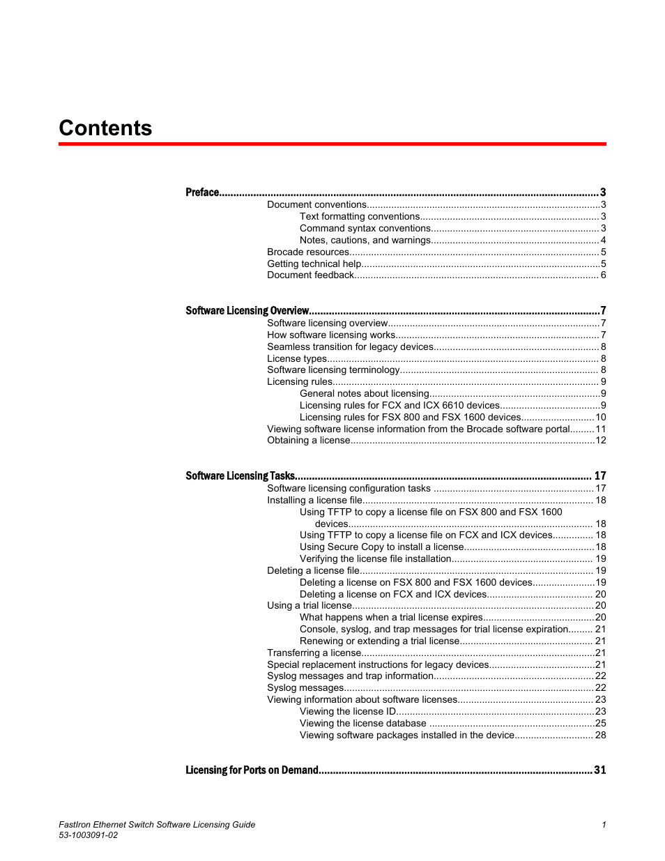 Brocade FastIron Ethernet Switch Software Licensing Guide User Manual | Page 3 / 58